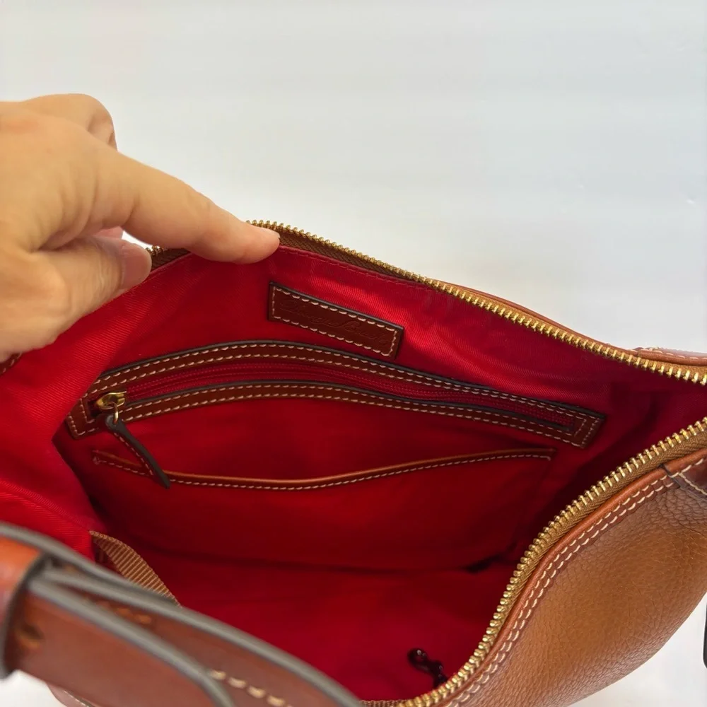 Dooney & Bourke Pebble Grain Hobo Leather Shoulder Bag Caramel